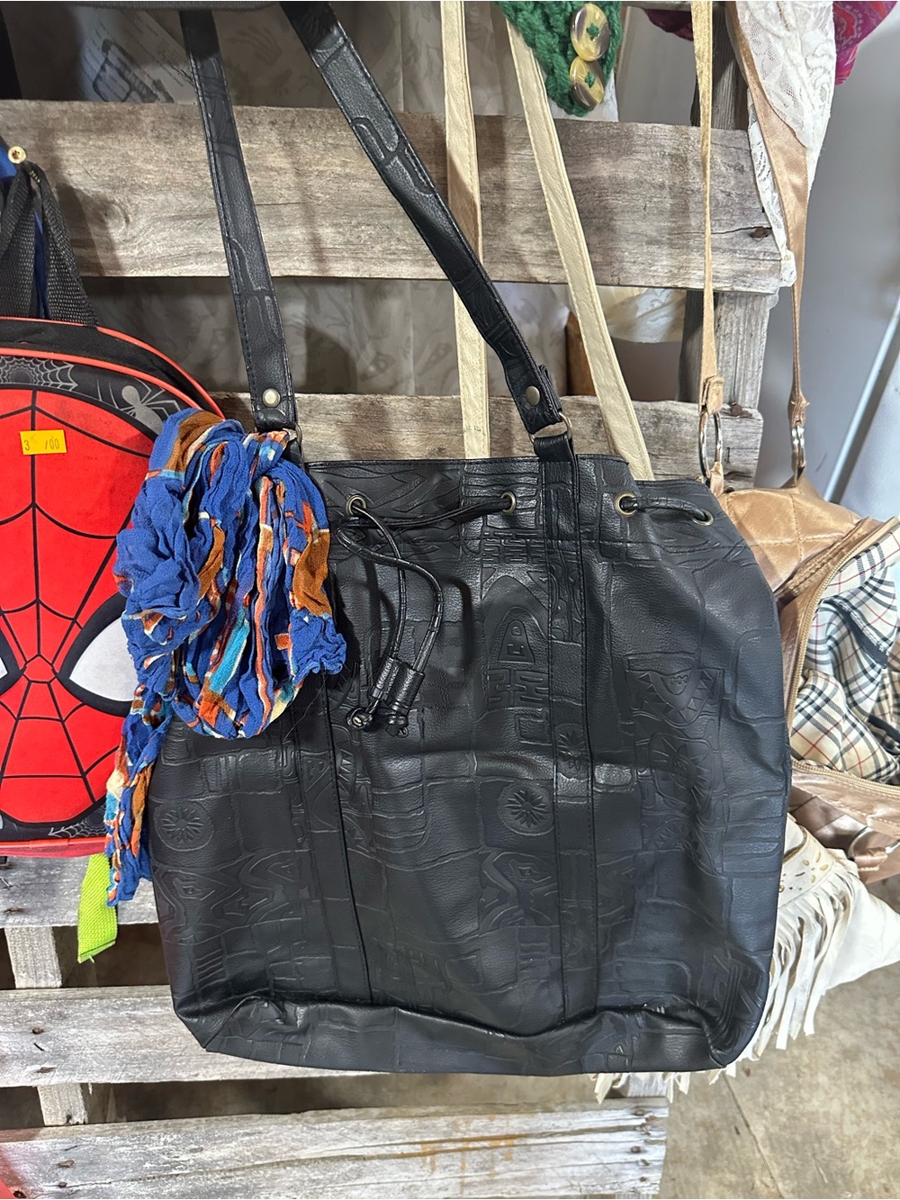 Black Embossed Tote Bag